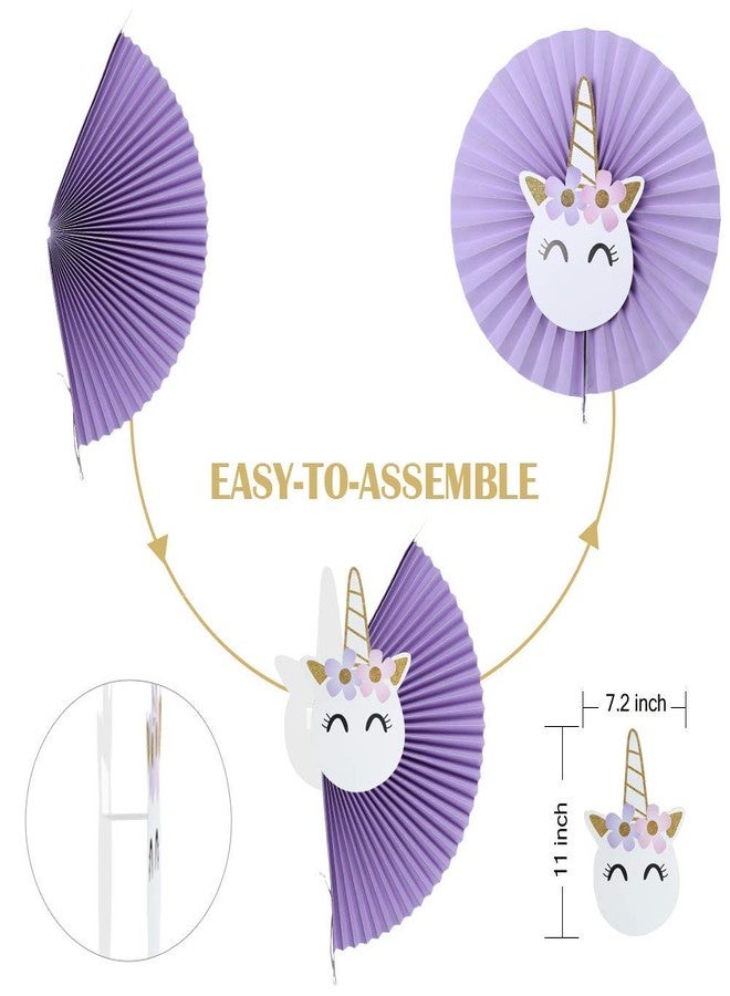 Balloonistics Unicorn Party Supplies with Paper Fan Decorations -Set of 8, Multicolour - Image 3